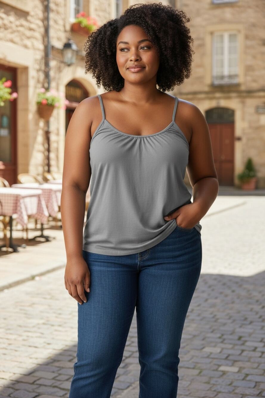 LILYBRAS Bralette Top Tank Size XL Gray Built in Bra w/ Bust Pads